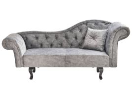 Right Hand Velvet Chaise Lounge Grey LATTES II