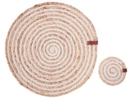 12 Piece Placemats and Coasters Set QUININE Natural Jute