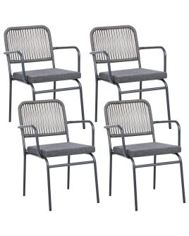 DEIGHTON Set of 4 Garden Chairs with Cushions Metal - Grey