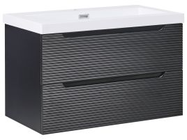 ASHENWELL Wall Mounted Vanity Unit with Basin - Black