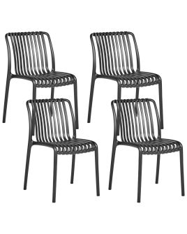 DORRINGWELL Set of 4 Garden Chairs - Black