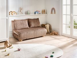 SAFARO Corduroy 2 Seater Sofa Bed - Light Brown