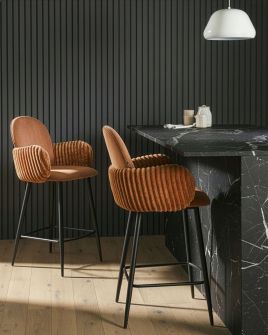 BILARO Fabric Bar Stool Set of 2 - Brown