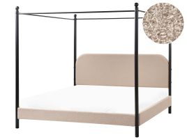MORIS Four Poster Bedframe Boucle 180 x 200cm EU Super Kingsize Bed Taupe