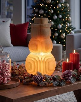 BEHETO Christmas Decor Table Lamp Snowman - Beige