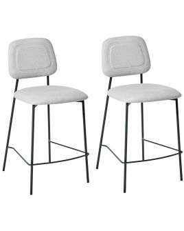 GILLINGMERE Faux Linen Bar Chairs Set of 2 - Light Grey
