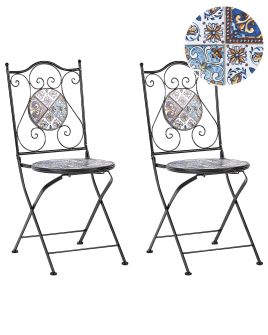 Set of 2 Garden Chairs CIVITA Metal Black