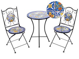 ERITHON Metal Garden Bistro Set - Black