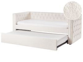 GUSSIN Trundle Bedframe Boucle 90 x 200cm EU Single Bed Off-White