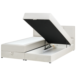 AUVRA Super Kingsize Fabric Divan Bed with Storage - Off-White