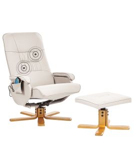 Massage Chair RELAXPRO with Footstool Faux Leather Light Beige