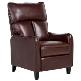 GULWELL Faux Leather Recliner Armchair with Footrest - Dark Brown
