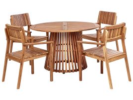 Garden Dining Set 4 Seater AGELLO Acacia Wood Brown