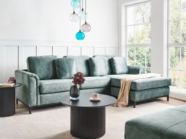 Left Hand Velvet Corner Sofa Teal OSLO