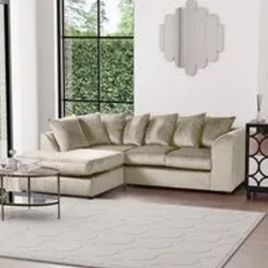 BLAKE Plush Velvet 4 Seater L Shaped Scatterback Corner Sofa - Champagne, Left Hand Facing