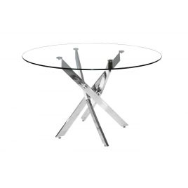 Gallatin Clear Small Round Dining Table - Modern Elegance with Chrome Legs
