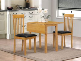 Axminster Natural Oak Drop-Leaf Dining Set with 2 Chairs - Oak