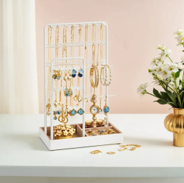 Jewellery Stand - VERRIA Display Holder Metal Frame - White
