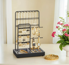 Jewellery Stand - VERRIA Display Holder Metal Frame - Black