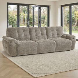 DUNSTON Fabric 3 Seater Electric Sofa Bed - Mushroom