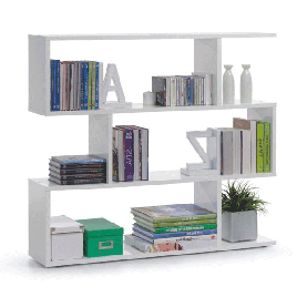 Saltash High Gloss White Wide 3-Shelf Bookcase