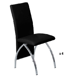Hove Leather Effect Chrome Dining Chair Set of 4 - Black