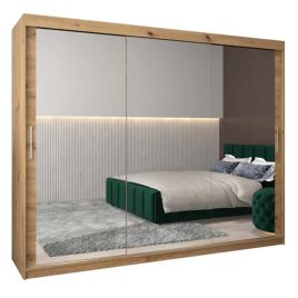 TIVERTONI 3 Door Mirrored Sliding Wardrobe Medium Oak - 250cm