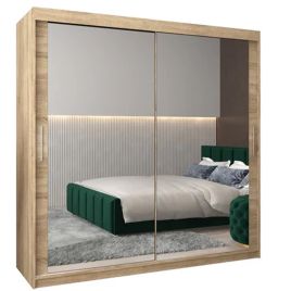 TIVERTONI 2 Door Mirrored Sliding Wardrobe Medium Oak - 200cm