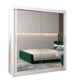 TIVERTONI 2 Door Mirrored Sliding Wardrobe White - 180cm