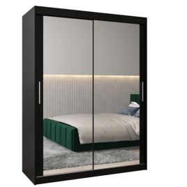 TIVERTONI 2 Door Mirrored Sliding Wardrobe Black - 150cm