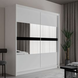 Trafford Sliding Door 203cm Wardrobe with Mirror - White