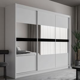 Trafford Sliding Door 250cm Wardrobe with Mirror - White