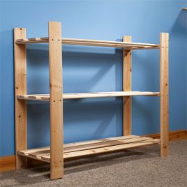 Natural Wood Slatted Display Storage Rack - 3 Sizes-3 Tier