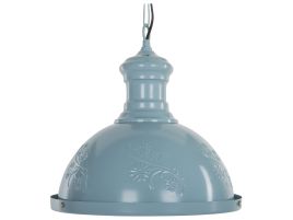 Pendant Lamp Blue Metal Round Shape Flower Ornaments Industrial