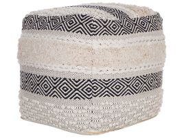 Cotton Pouffe 50 x 50 cm Cream White KANAM