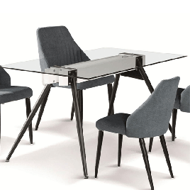 Preston Pierce Glass Top Dining Table with Black Metal Legs