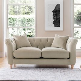 VELRANO Velvet 2 Seater Sofa - Putty