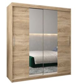 TIVERTON II 2 Door Mirrored Sliding Wardrobe Light Oak - 180cm