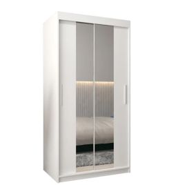 TIVERTON II 2 Door Mirrored Sliding Wardrobe White - 100cm