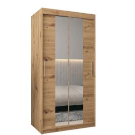 TIVERTON II 2 Door Mirrored Sliding Wardrobe Medium Oak - 100cm