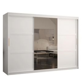 CLIFFORD 3 Door Mirrored Sliding Wardrobe White - 250cm