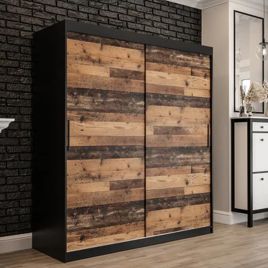 CURTIS 2 Door Sliding Wardrobe Dark Oak - 180cm