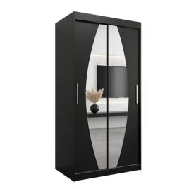 WRIGHT 2 Door Mirrored Sliding Wardrobe Black - 100cm