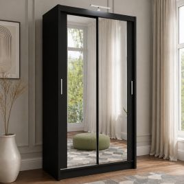 Avant 150cm Full Mirrored Sliding Wardrobe - Black