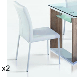 Cassiopeia Set of 2 Chrome PU Chairs - White