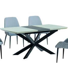 Zatanna White Glass Dining Table with Wood Extension