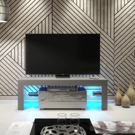 Modern TV Unit with Free LED Lighting and Ample Storage 130cm - Dark Grey