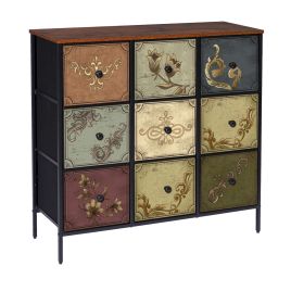 VALENCIA Multi Colour Fabric Chest of Drawers - Medium-sized, 9 Drawers, Double