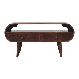 CALIRON TV Stand with Open Shelve and 2 Drawers - Medium Oak