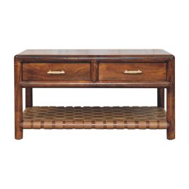 REVO Wooden Console Table with 2 Drawers - Medium Oak